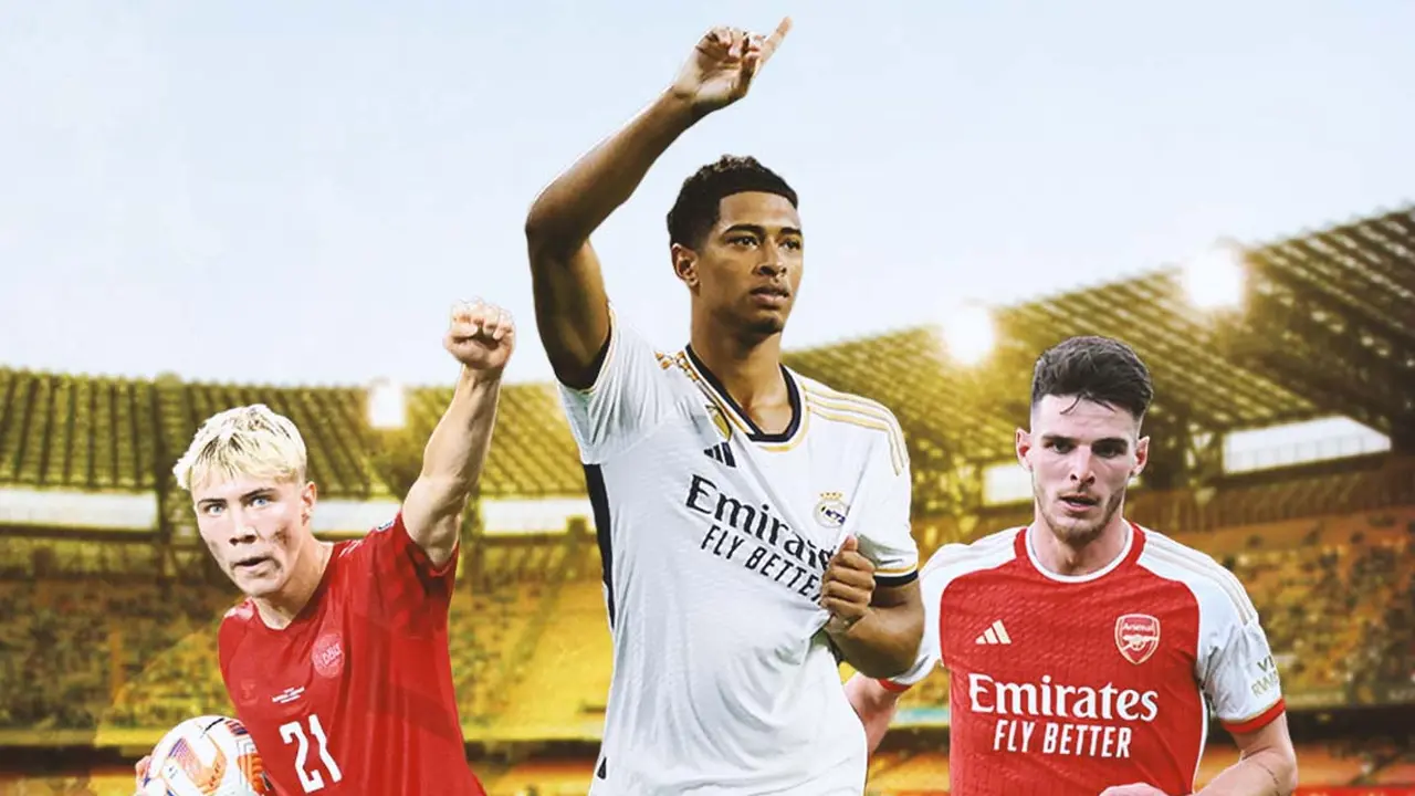 Ilustrasi - Rasmus Hojlund, Jude Bellingham, Declan Rice