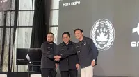 PSSI resmi gandeng Erspo, brand yang terafiliasi dengan Erigo, untuk luncurkan jersey baru Timnas Indonesia. (Liputan6.com/Melinda Indrasari)
