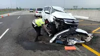 Kondisi mobil Vanessa Angel yang terlibat kecelakaan maut (Istimewa)