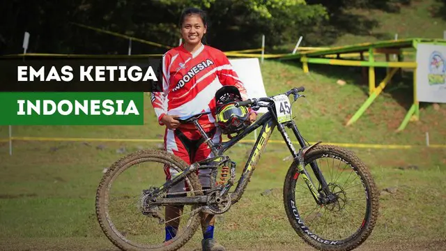 Tiara Andini Prastika membawa Indonesia meraih emas ketiga di Asian Games 2018 cabang sepeda downhill.