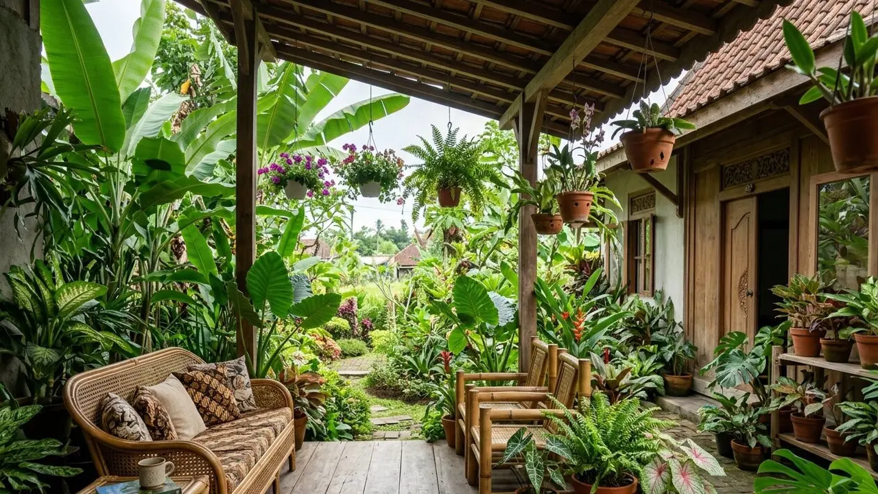 Ide Teras Rumah Desa dengan Kebun Campur Biar Multifungsi