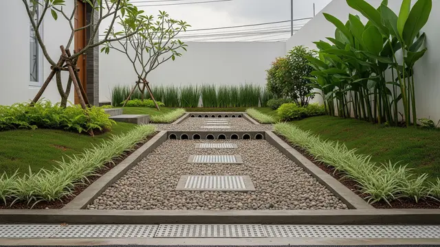 Ide Jalur Setapak Kebun agar Tidak Becek Saat Musim Hujan (AI)