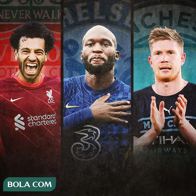 Ilustrasi - Mohamed Salah, Romelu Lukaku, Kevin De Bruyne