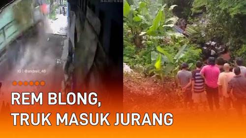 VIDEO: Rem Blong, Sebuah Truk Masuk Jurang di Wonosobo