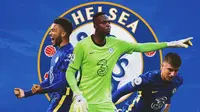 Chelsea - Reece James, Edouard Mendy, Mason Mount (Bola.com/Adreanus Titus)