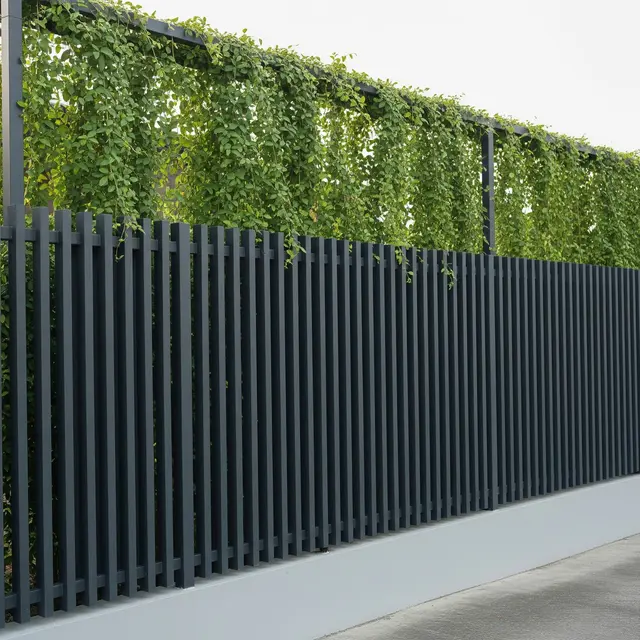 Pagar besi minimalis dengan vertical garden (Image by Gemini AI)