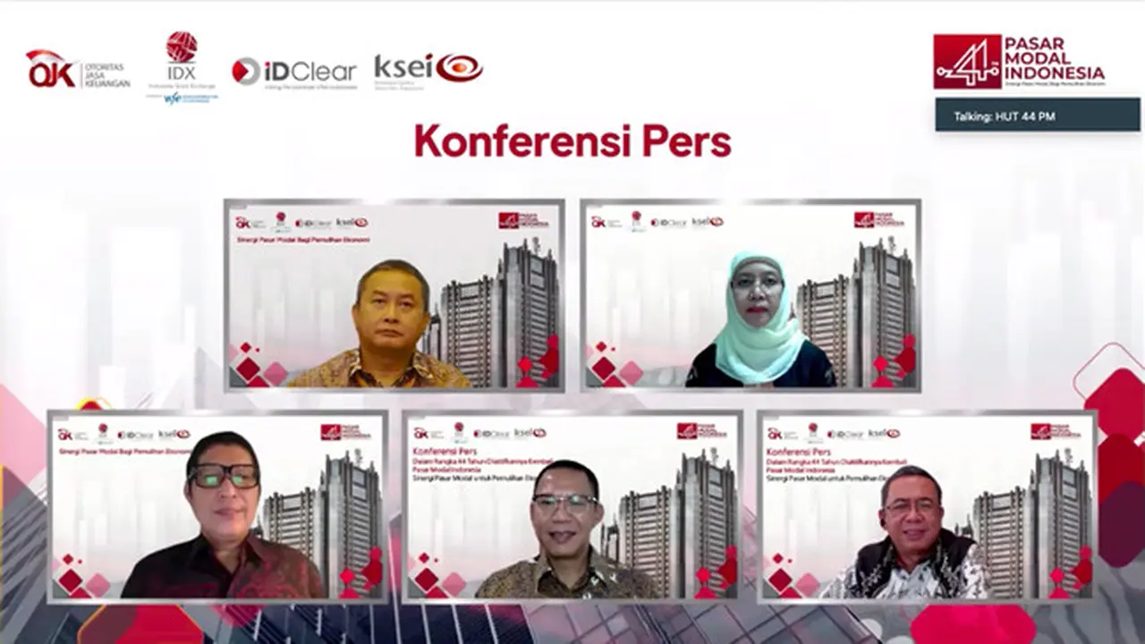 Konferensi pers HUT ke-44 diaktifkannya kembali Pasar Modal Indonesia, Selasa (10/8/2021) (Dok: Liputan6.com/Pipit I.Ramadhani)
