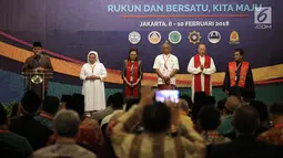 Suasana saat pembukaan acara Musyawarah Besar Pemuka Agama untuk Kerukunan Bangsa di Jakarta, Kamis (8/2). Acara ini akan diselenggarakan pada 8-10 Februari 2018. (Liputan6.com/Arya Manggala)