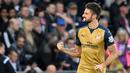 Selebrasi pemain Arsenal, Olivier Giroud, setelah mencetak gol ke gawang Swansea City dalam lanjutan Liga Premier Inggris di Stadion Liberty, Inggris, Sabtu (31/10/2015). (Reuters/Rebecca Naden)