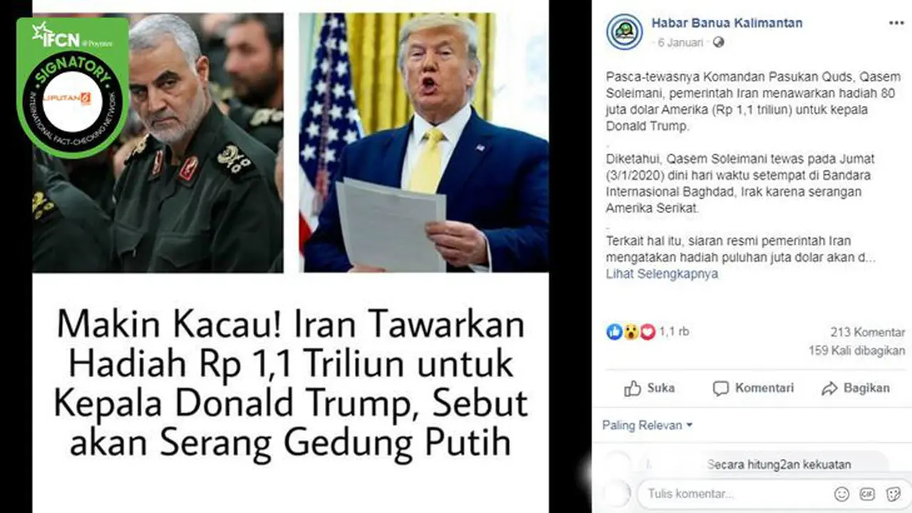 [Cek Fakta] Gambar Tangkapan Layar Presiden AS Donlad Trump
