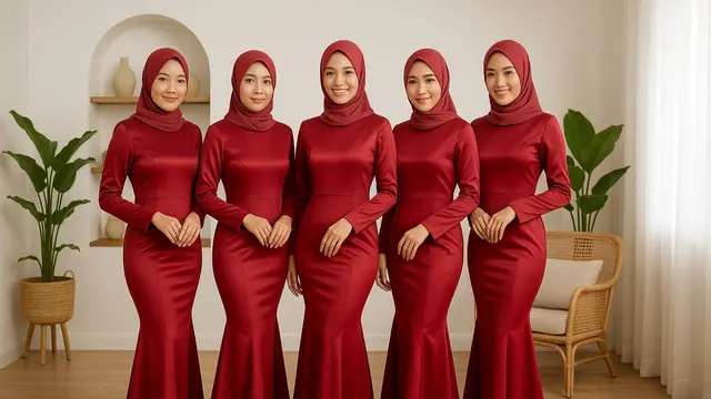 7 Model Baju Bridesmaid Satin Polos, Tampilan Modis dan Kekinian (sumber: AI)