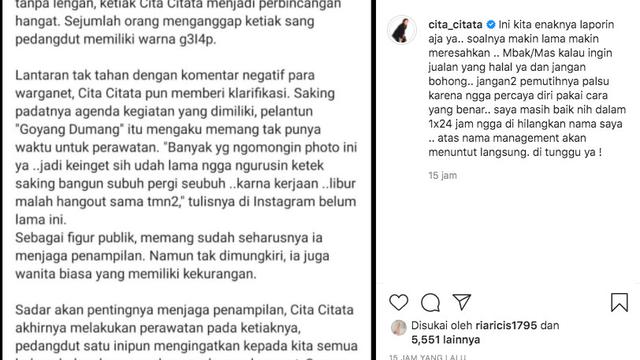 Nama Cita Citata dicatut untuk promosi obat pemutih ketiak.