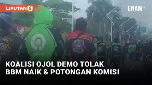 VIDEO: Demo Ojol di Jakarta, Massa Tolak Kenaikan BBM dan Potongan Komisi Mitra