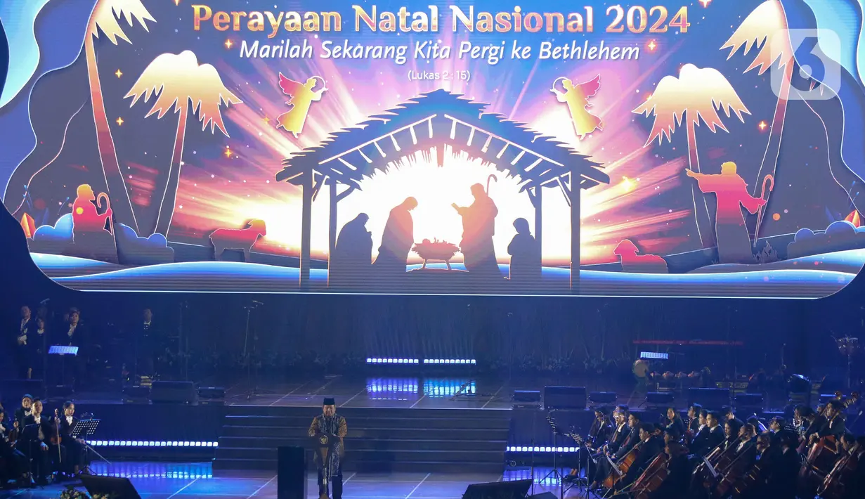 Perayaan Natal Nasional 2024 mengambil tema Marilah Sekarang Kita Pergi ke Betlehem. (Liputan6.com/Herman Zakharia)