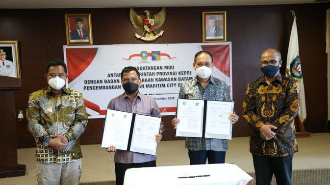 Pemerintah Provinsi Kepulauan Riau  bersama BP Batam menandatangani Nota Kesepahaman tentang Pengembangan Kawasan Maritime City di Pulau Galang.