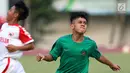 Pemain Timnas Indonesia U-16, Althaf Indie meluapkan ekspresi usai mencetak gol ke Persija Pusat U-16 di Lapangan Atang Sutresna, Jakarta, Selasa (4/7). (Liputan6.com/Helmi Fithriansyah)