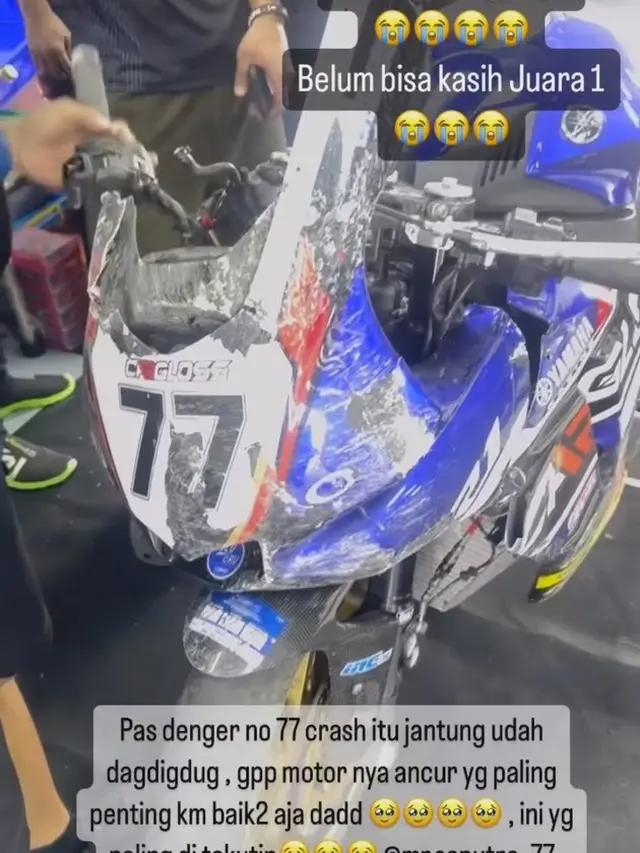 7 Momen Suami Atries Angel Usai Alami Crash di Mandalika, Motor Rusak Parah