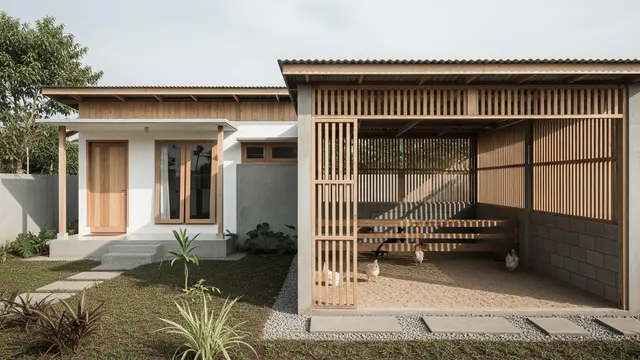 Konsep Rumah Kampung Minimalis dengan Halaman Jadi Tempat Ternak/Gemini AI