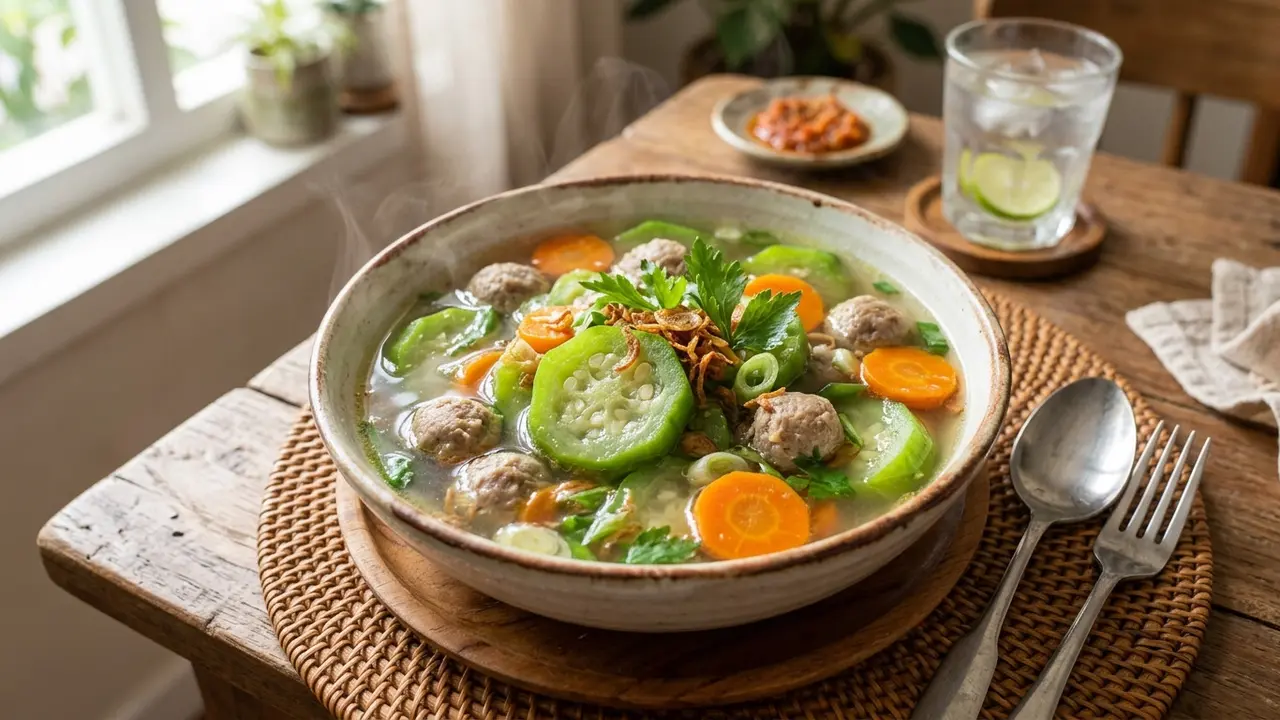 Resep Sup Oyong Wortel Bakso (AI Generated)