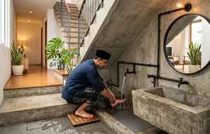 10 Model Tempat Wudhu di Bawah Tangga untuk Rumah Minimalis, Hemat Ruang dan Estetik