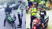 Foto nyeleneh pengendara saat ditilang (Sumber: 1cak.com)