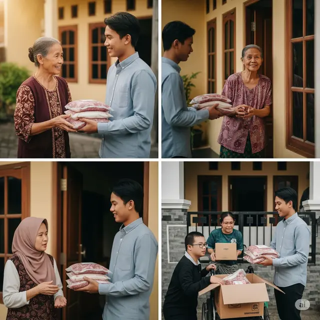 Foto Ilustrasi Pembagian Daging Kurban Gratis. Foto: Gemini