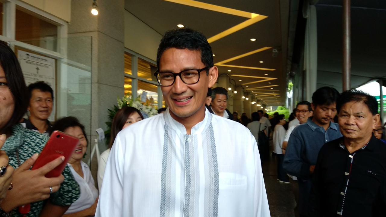 Cawapres Nomor Urut 2 Sandiaga Salahuddin Uno Mengaku mendapat banyak bekal ilmu sebagai seorang pengusaha dari Pendiri Sinar Mas Grup Eka Tjipta Widjaja (Maulandy/Liputan6.com)