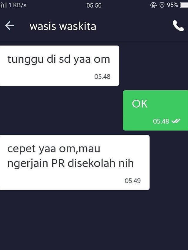Chat driver ojol dan penumpang
