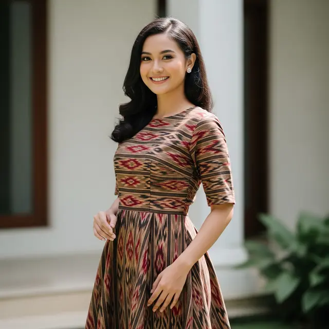 Model Baju Lurik Ikat (Image by Gemini AI)
