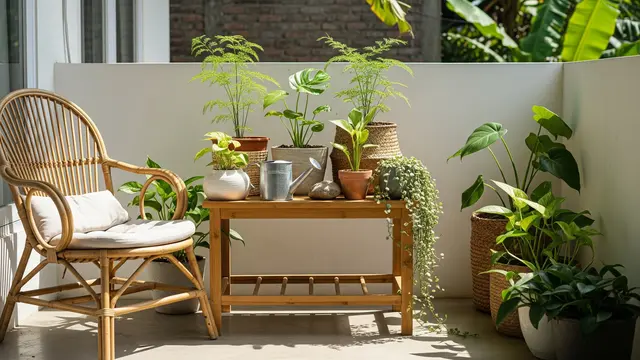 Kebun Tanaman Hias di Meja Teras