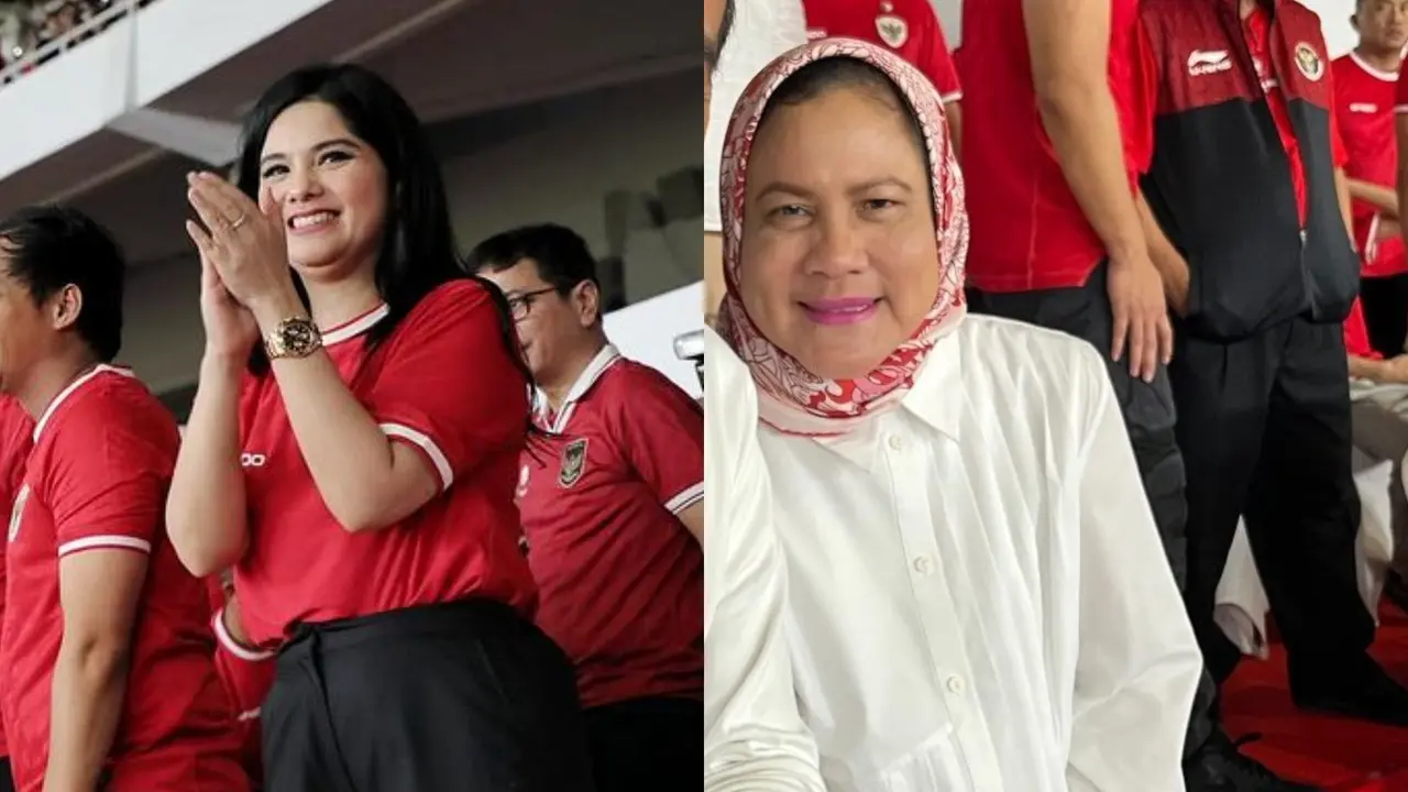 Beda Gaya Sporty Annisa Pohan dan Iriana Jokowi Nonton Pertandingan Kualifikasi Piala Dunia 2026