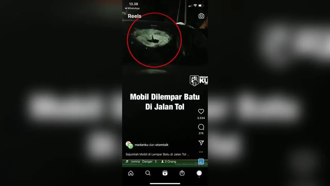 Pelemparan batu di Ruas Tol Belmera
