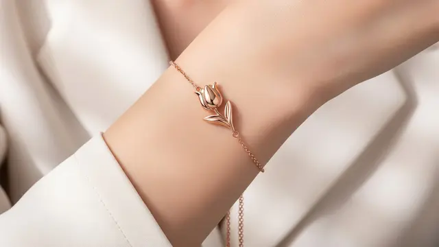 Gelang Rose Gold dengan Pendant Bunga