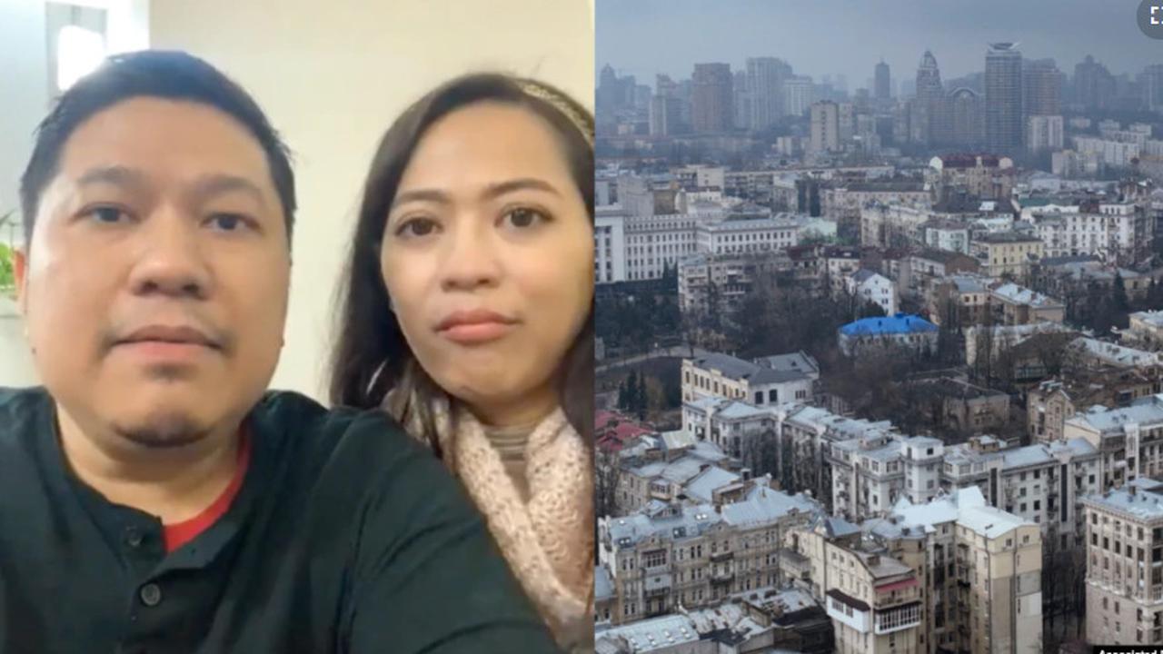 Pasangan WNI Denny Fachry dan Vanda Sakina mengungsi ke kantor Kedutaan Besar RI di Kyiv, pasca serangan Rusia ke Ukraina (dok: VOA/AP)