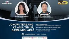 Liputan6 Update Rabu, 27 Juli 2022 pukul 11.00 WIB menyajikan laporan dari segala penjuru dengan tema: Jokowi Terbang ke Asia Timur, Bawa Misi Apa? Laporan Langsung: - Perkembangan Kasus Kematian Brigadir J - Baim Wong Lepas Citayam Fashion Week...