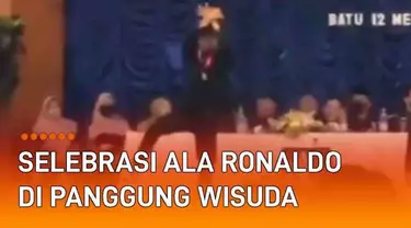 Cristiano Ronaldo tak hanya dikenal lewat kepiawaiannya bermain bola. Selebrasi uniknya sudah menjadi ikon yang melekat di dirinya. Sampai-sampai ditiru oleh penggemar bola.