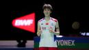 Pebulu tangkis tunggal putri China, Chen Yu Fei melakukan selebrasi setelah menang atas pebulu tangkis Spanyol, Carolina Marin saat semifinal Indonesia Open 2024 di Istora Senayan, Jakarta, Sabtu (08/06/2024). (Bola.com/Bagaskara Lazuardi)