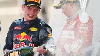 Max Verstappen setelah memenangkan Grand Prix Spanyol, Minggu (15/5). (Albert Gea/Reuters)