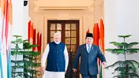 Presiden Prabowo Subianto melakukan pertemuan bilateral dengan Perdana Menteri (PM) India Narendra Modi di Hyderabad House, New Delhi, Sabtu (25/1/2025). (Foto: Laily Rachev - Biro Pers Sekretariat Presiden)