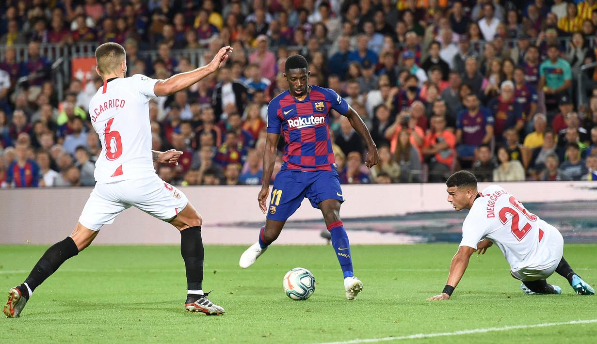 Diberkahi keterampilan dribel yang luar biasa, Ousmane Dembele juga memiliki kecepatan yang luar biasa. Lari tercepatnya di lapangan hijau menembus 34 km/jam. (Foto: AFP/Josep Lago)