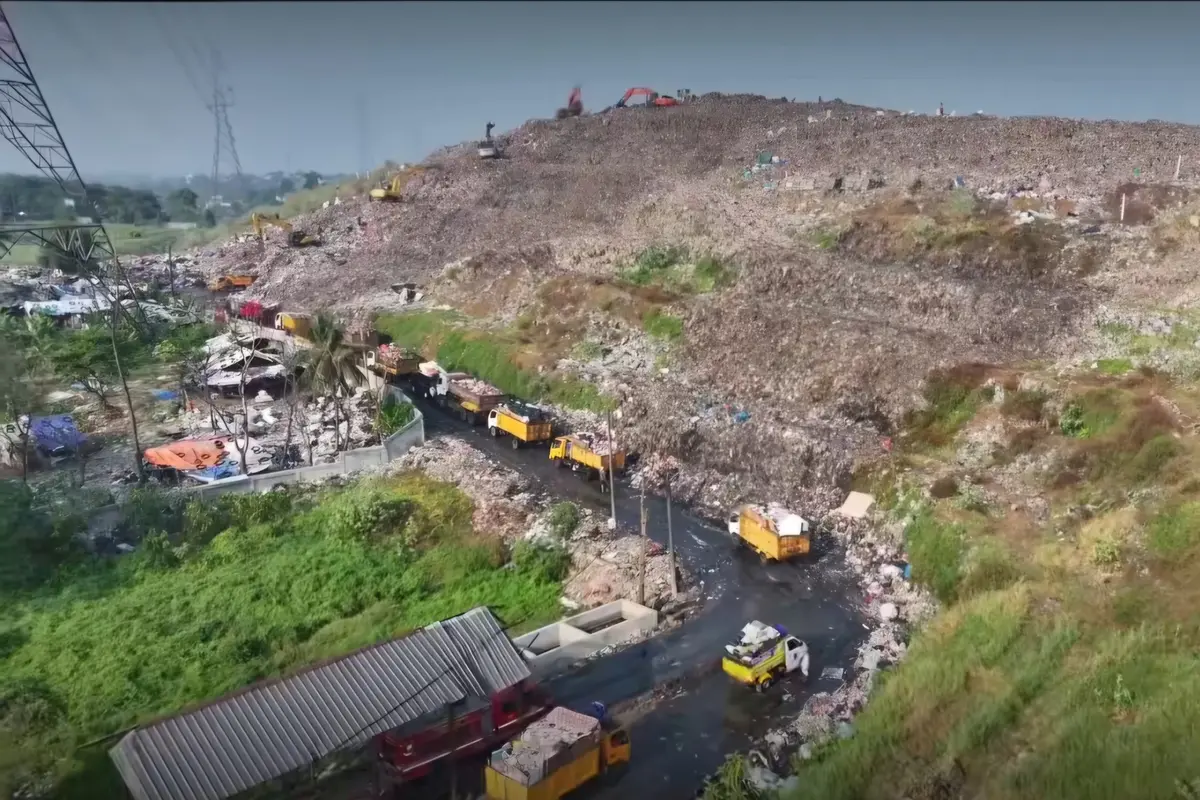 Tampak dari udara lokasi TPA Cipayung Depok yang sempat mengalami kebakaran. (Liputan6.com/Istimewa)