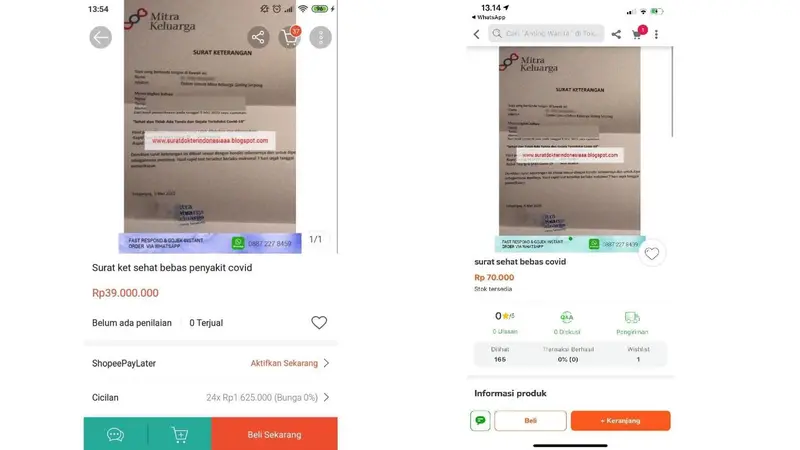 Heboh Surat Sehat Bebas Covid-19 Dijual di e-Commerce