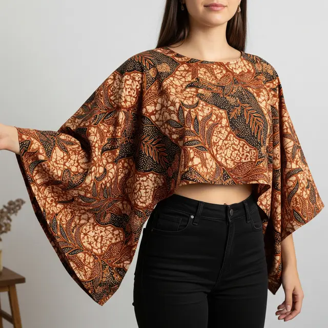 9 Model Batik Lengan Dolman Crop Top Santai, Pilihan Gaya Kekinian