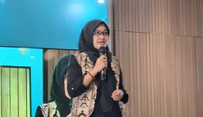 Direktur Utama BAKTI Kominfo, Fadhilah Mathar dalam temu media di kantor BAKTI Kominfo. (Liputan6.com/Giovani Dio Prasasti)