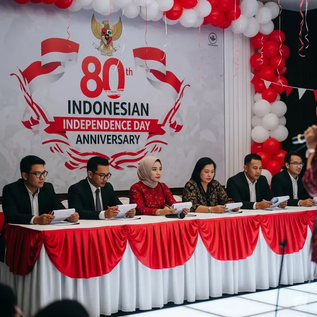 Ilustrasi para juri menilai peserta lomba karaoke 17 Agustus.