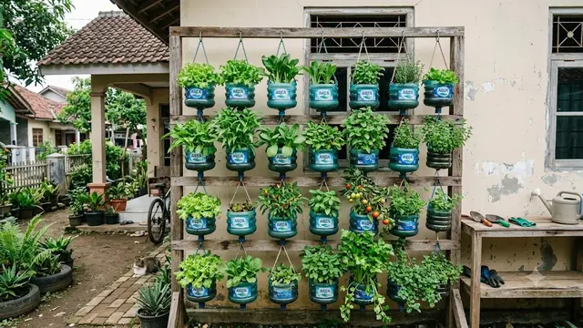 Desain Taman Produktif dan Estetik dari Galon Bekas yang Mudah Ditiru