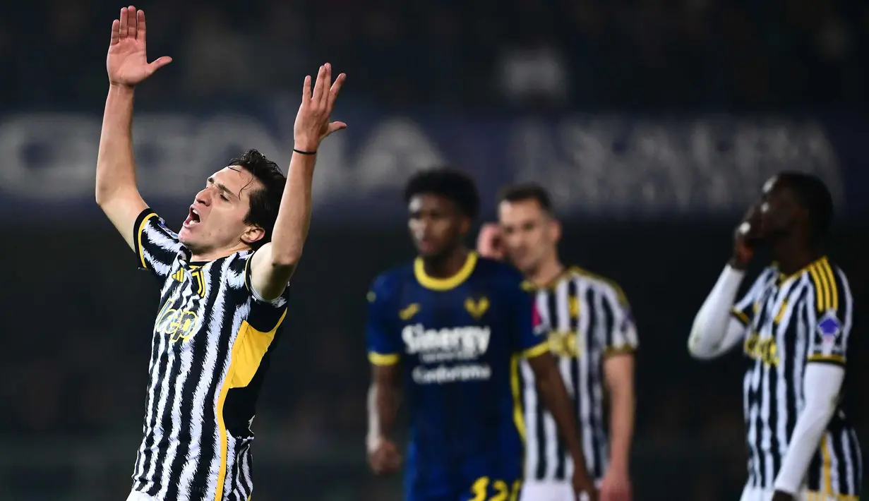 Bertamu ke markas Hellas Verona, Juventus gagal meraih poin penuh. (MARCO BERTORELLO/AFP)