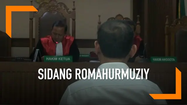 Jaksa KPK membacakan dakwaan dalam sidang Romahurmuziy. Romy diduga menerima suap Rp325 juta dalam kasus suap jual beli jabatan.