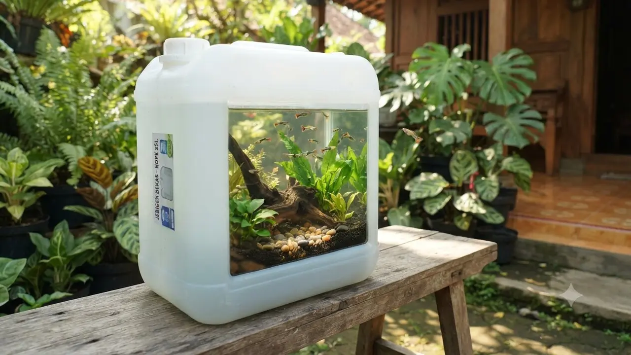 Cara Membuat Akuarium Outdoor dari Jeriken Bekas