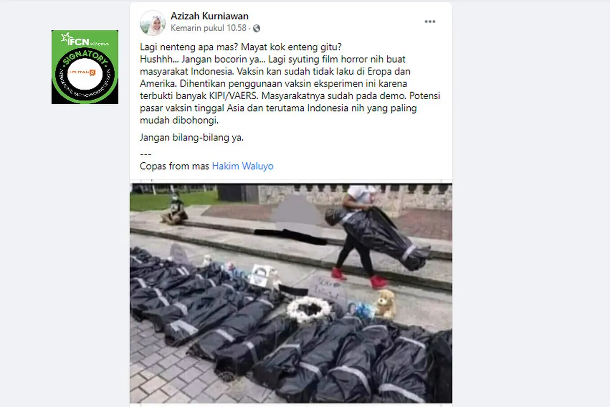 Cek Fakta Liputan6.com menelusuri klaim foto syuting film horor agar masyarakat Indonesia mau divaksin